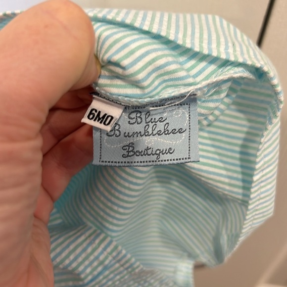 Blue Bumblebee Boutique Seersucker Button Down Sleeveless Top Baby Boy Size 6M - Picture 4 of 4